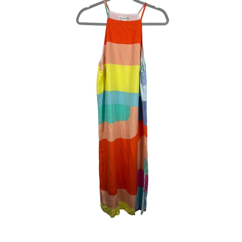 Mara Hoffman Color Block High Neck Midi Shift Dress Size XS GUC - Picture 2 of 9